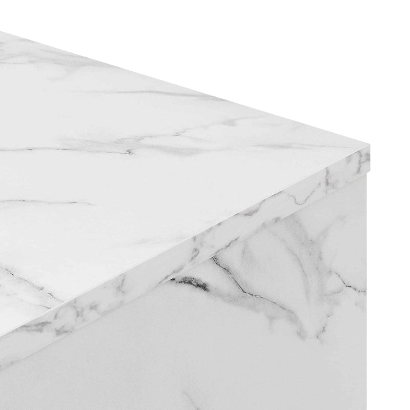 Table basse moderne blanche avec étagères de rangement ouvertes pour salon