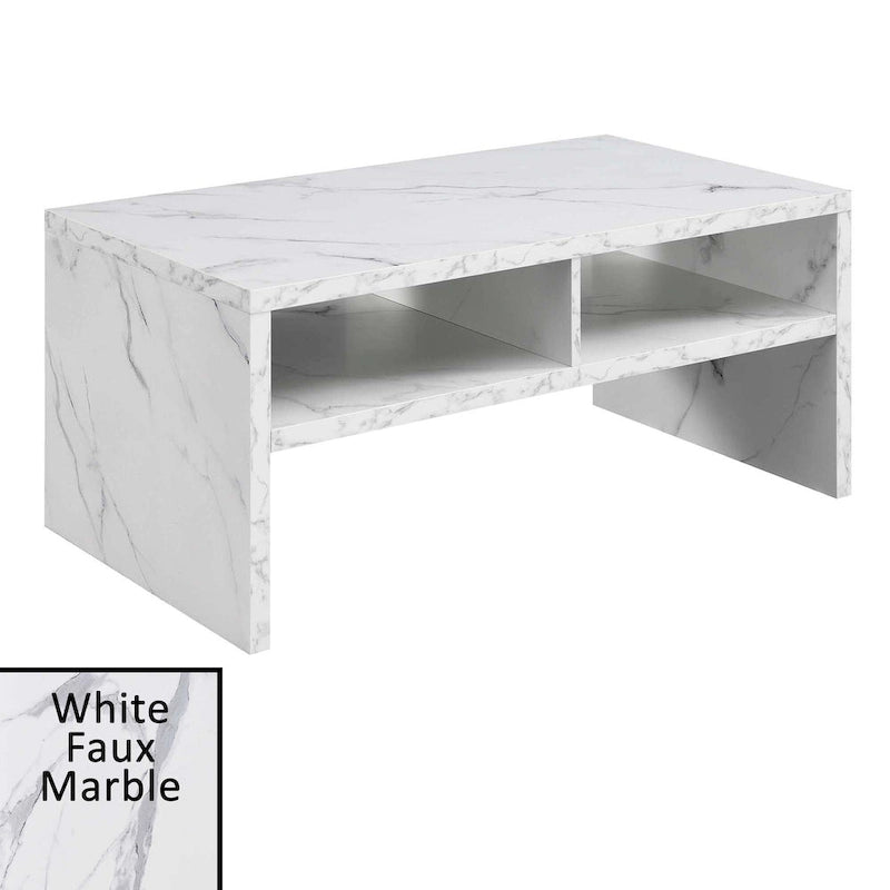 Table basse moderne blanche avec étagères de rangement ouvertes pour salon