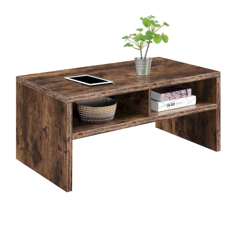 Table basse moderne blanche avec étagères de rangement ouvertes pour salon