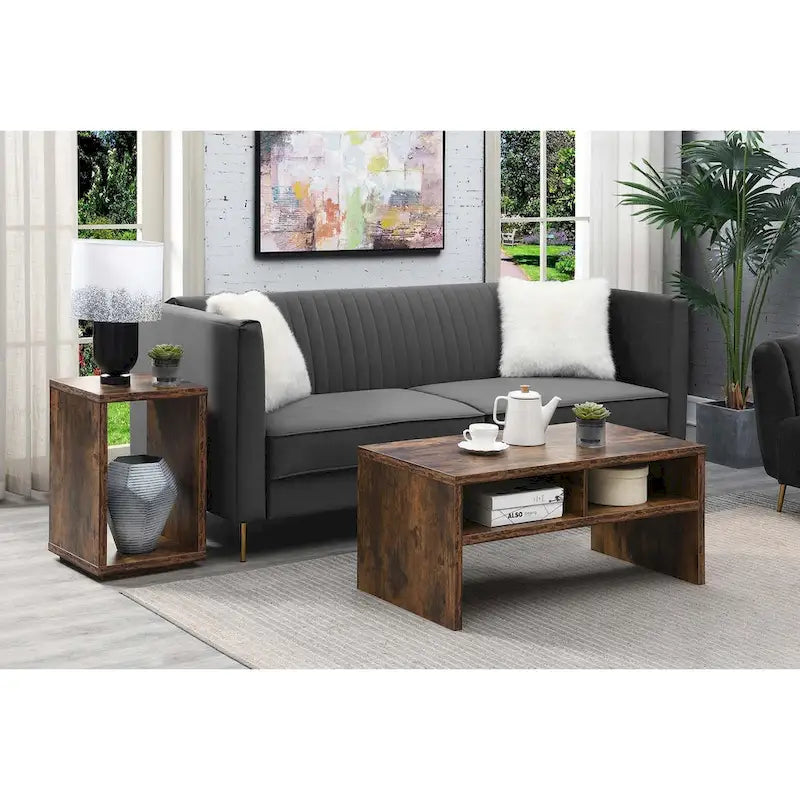 Table basse moderne blanche avec étagères de rangement ouvertes pour salon