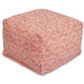 Pouf repose-pieds carré en sergé de coton géométrique saumon pour salon