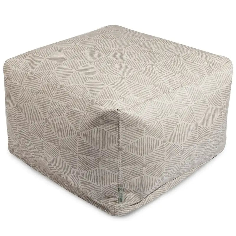 Pouf repose-pieds carré en sergé de coton géométrique saumon pour salon