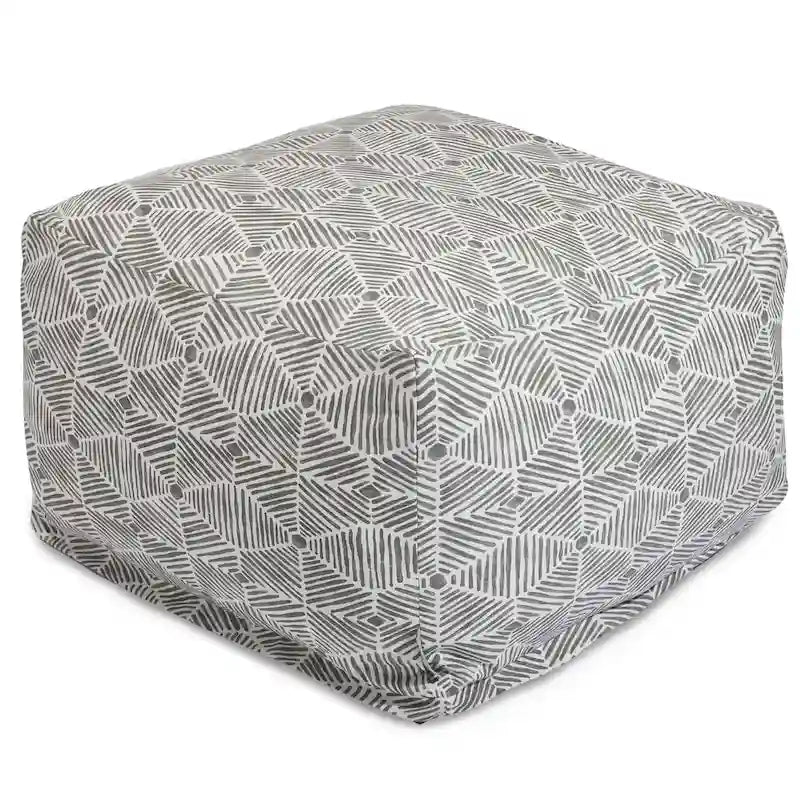 Pouf repose-pieds carré en sergé de coton géométrique saumon pour salon