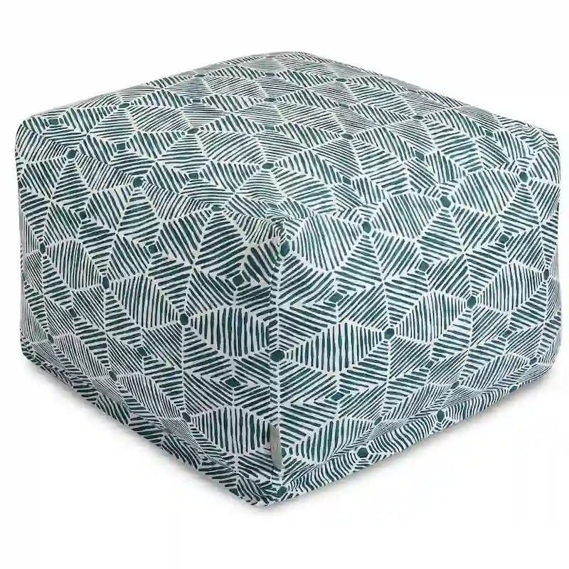 Pouf repose-pieds carré en sergé de coton géométrique saumon pour salon
