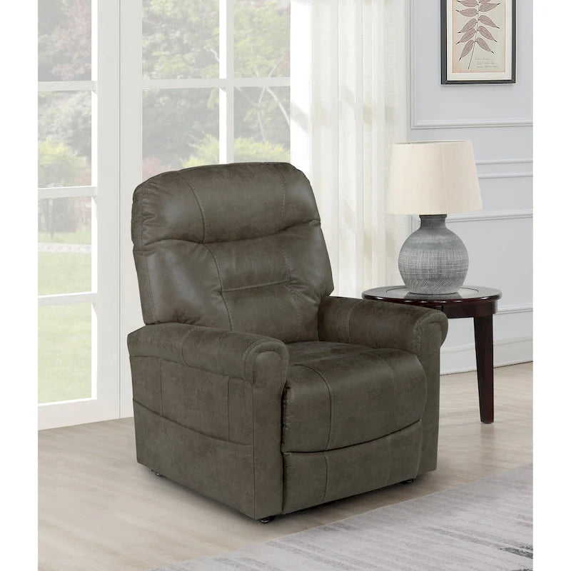 Fauteuil inclinable releveur avec massage chauffant en similicuir Noyer Champignon