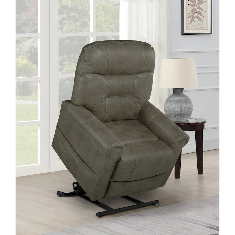 Fauteuil inclinable releveur avec massage chauffant en similicuir Noyer Champignon