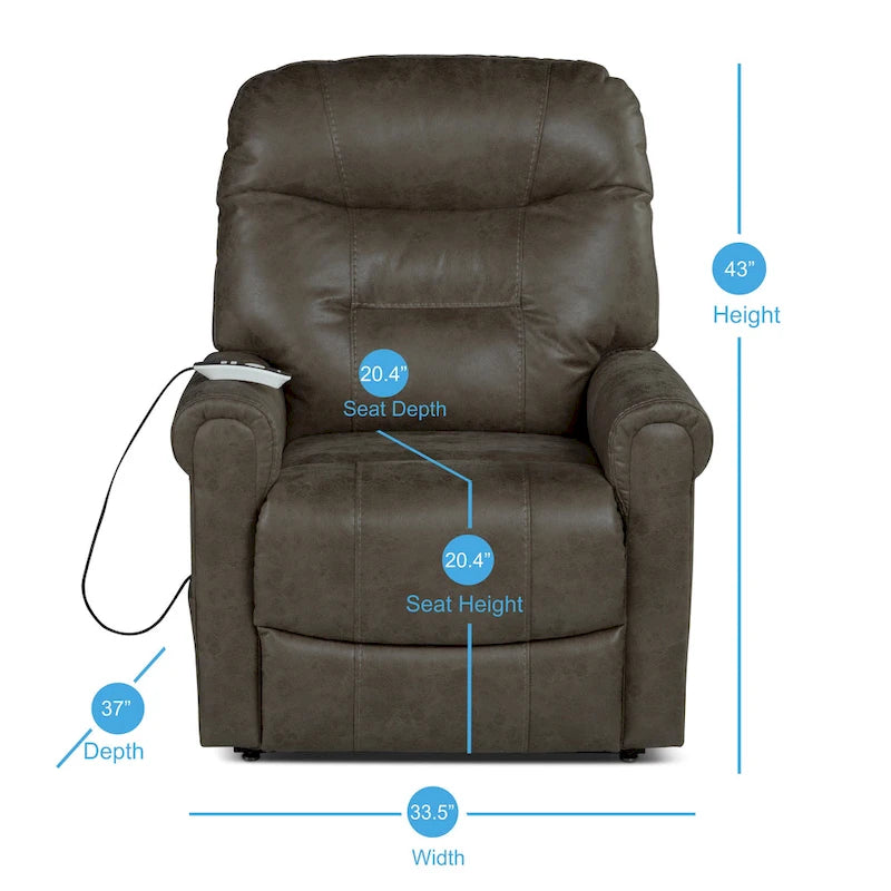 Fauteuil inclinable releveur avec massage chauffant en similicuir Noyer Champignon