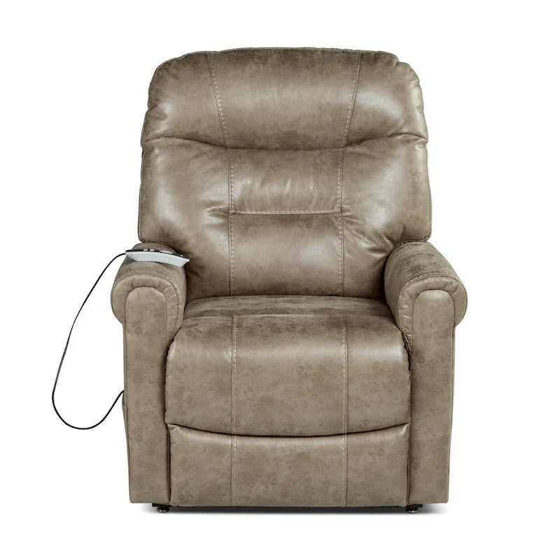 Fauteuil inclinable releveur avec massage chauffant en similicuir Noyer Champignon