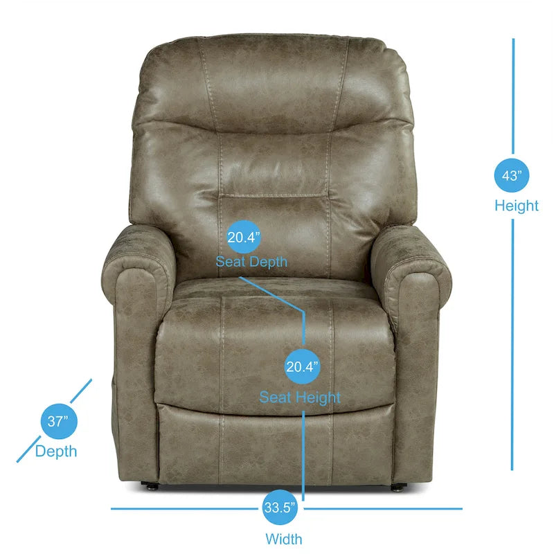 Fauteuil inclinable releveur avec massage chauffant en similicuir Noyer Champignon