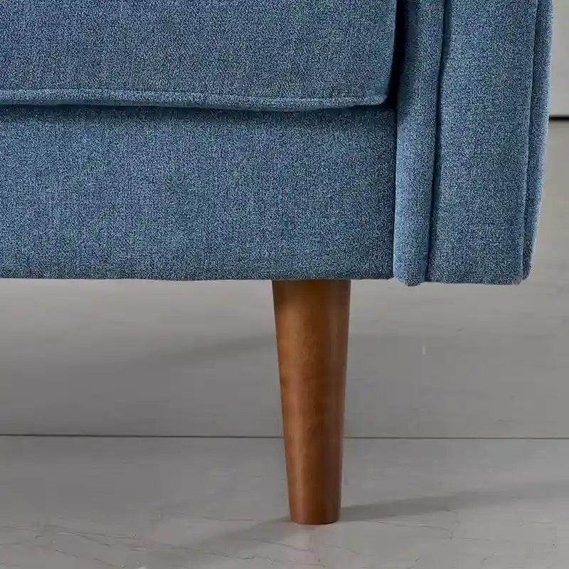 Canapé trois places en velours style Mid-Century avec pieds en bois massif