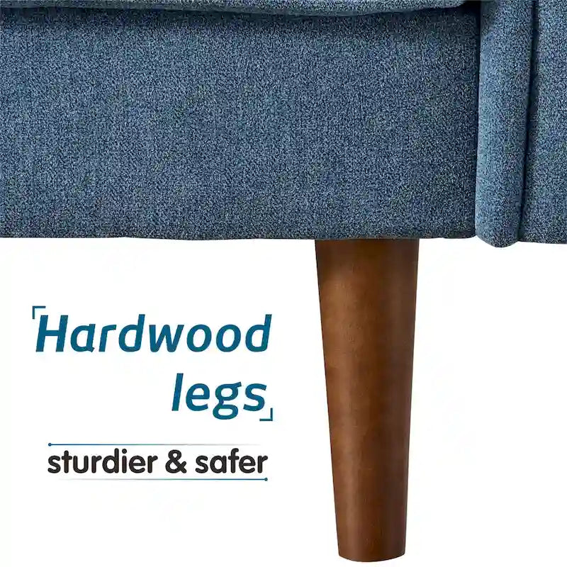 Canapé trois places en velours style Mid-Century avec pieds en bois massif