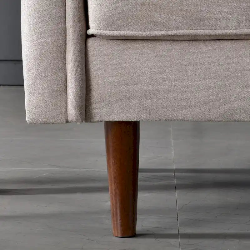 Canapé trois places en velours style Mid-Century avec pieds en bois massif
