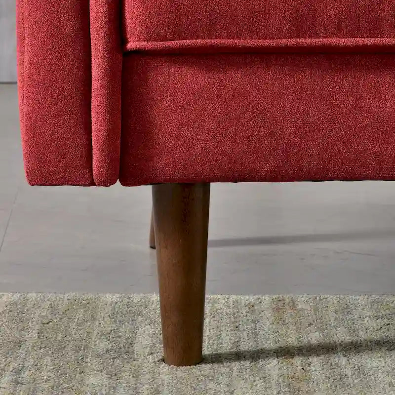 Canapé trois places en velours style Mid-Century avec pieds en bois massif