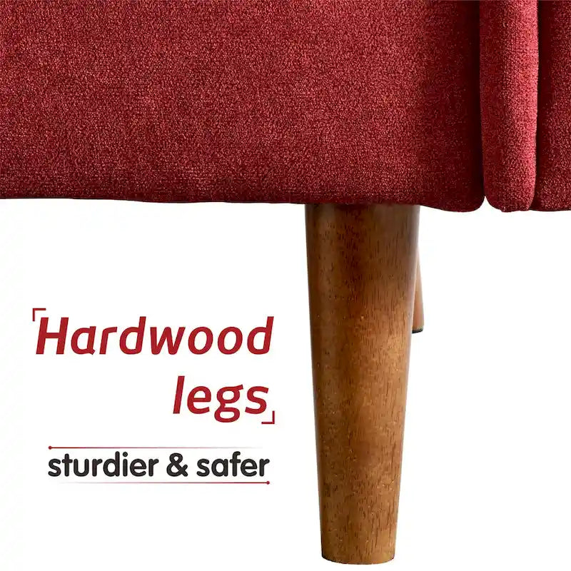 Canapé trois places en velours style Mid-Century avec pieds en bois massif