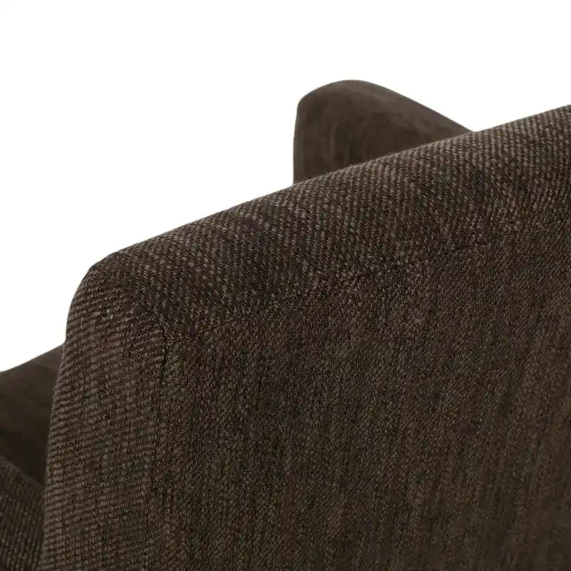 Tabouret de comptoir avec accoudoirs, revêtu de tissu et doté d'une structure en bois d'hévéa, marron
