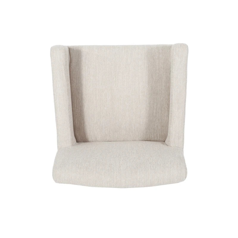 Tabouret de comptoir avec accoudoirs, revêtu de tissu et doté d'une structure en bois d'hévéa, marron