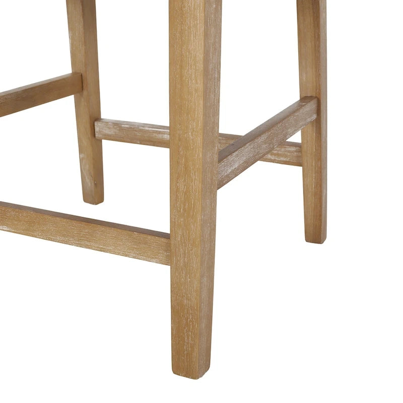 Tabouret de comptoir avec accoudoirs, revêtu de tissu et doté d'une structure en bois d'hévéa, marron