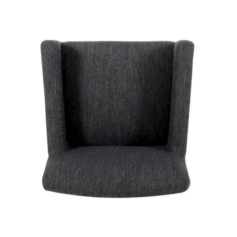 Tabouret de comptoir avec accoudoirs, revêtu de tissu et doté d'une structure en bois d'hévéa, marron