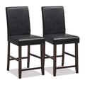 Tabouret de bar en bois avec revêtement en similicuir PU noir, dossier et repose-pieds