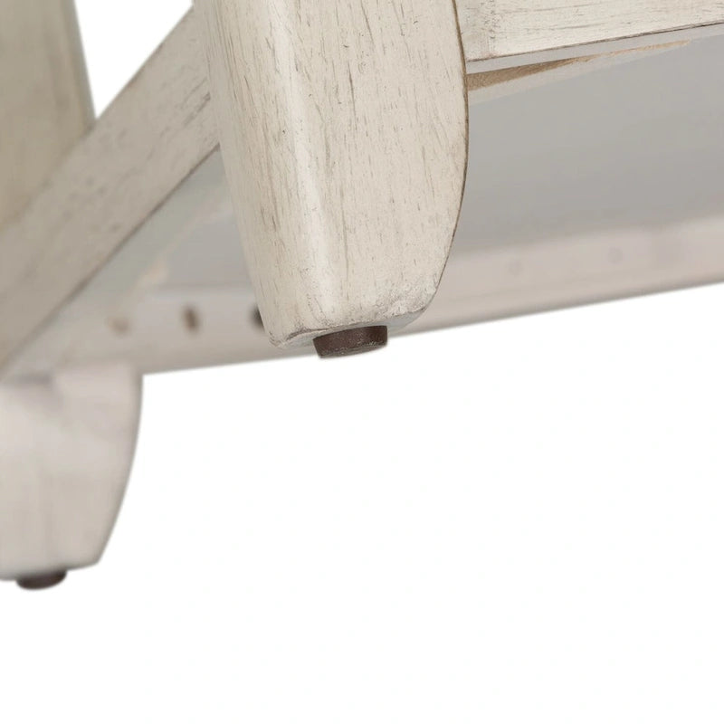 Table d'appoint en bois blanc antique avec tiroir et étagère de rangement en osier