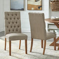 Chaise de salle à manger Parsons capitonnée beige avec pieds en bois massif style fermier