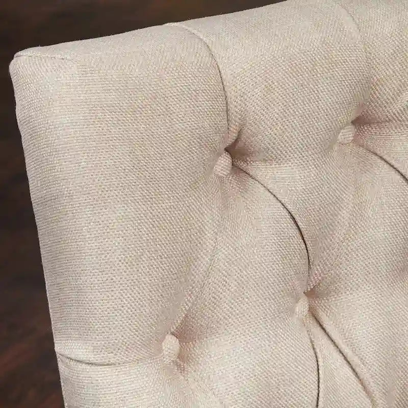 Chaise de salle à manger Parsons capitonnée beige avec pieds en bois massif style fermier