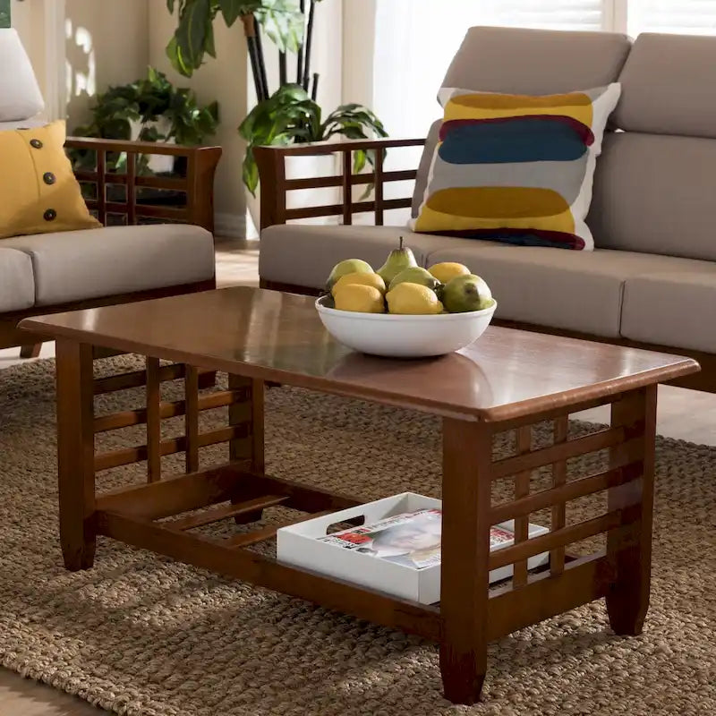 Baxton Studio Leda Mission Style Cherry Coffee Table