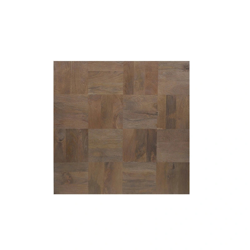 Table basse carrée en bois de manguier massif bicolore noir et marron foncé