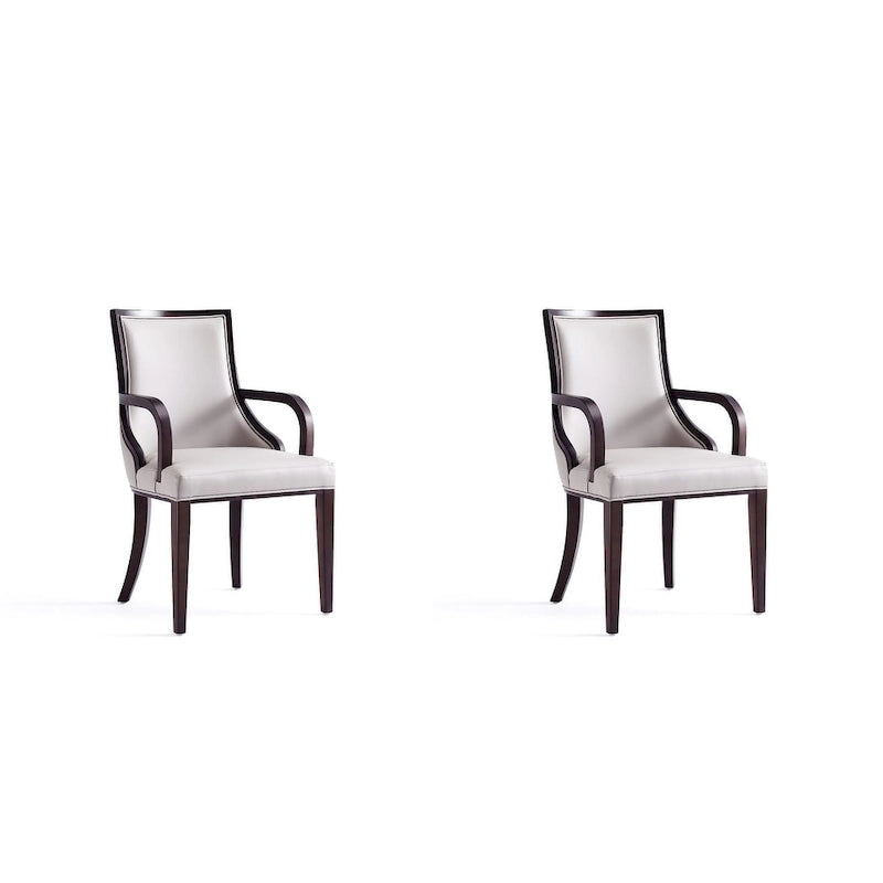 Fauteuil de salle à manger classique avec revêtement en similicuir et cadre en bois de noyer