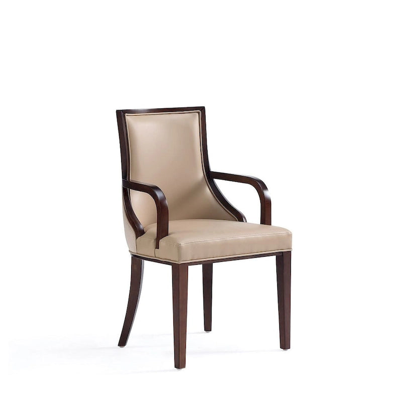 Fauteuil de salle à manger classique avec revêtement en similicuir et cadre en bois de noyer