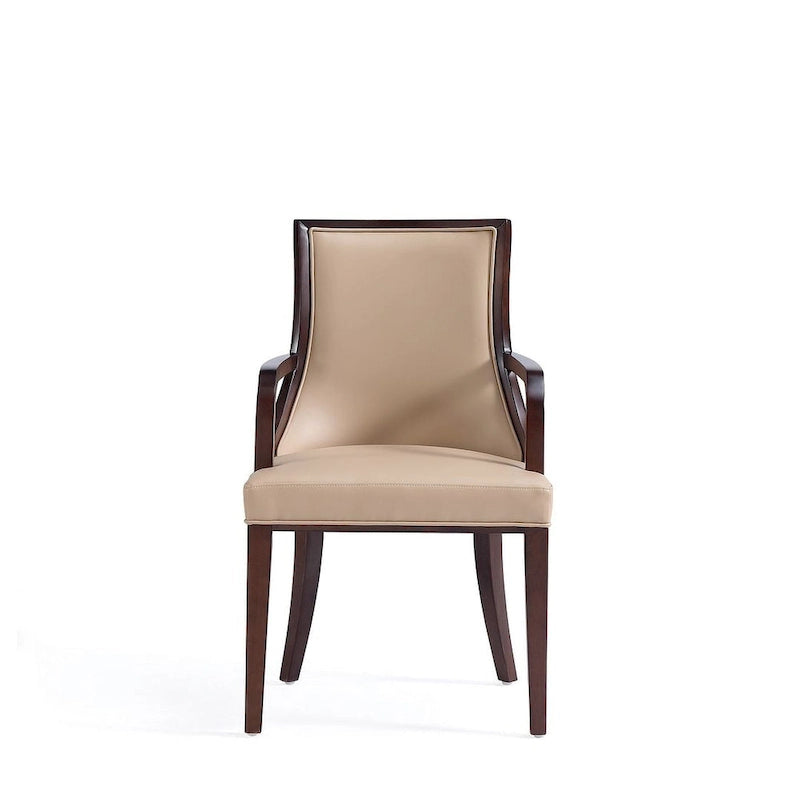 Fauteuil de salle à manger classique avec revêtement en similicuir et cadre en bois de noyer
