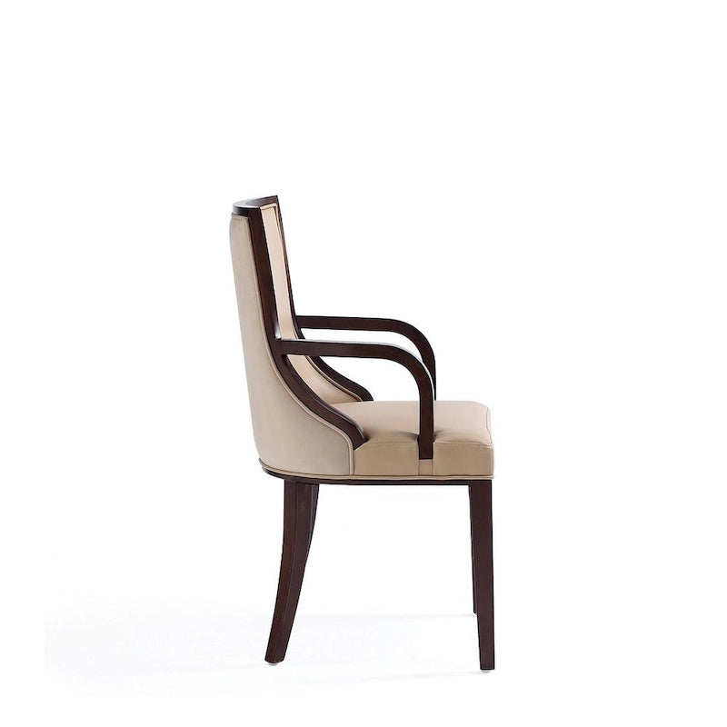 Fauteuil de salle à manger classique avec revêtement en similicuir et cadre en bois de noyer