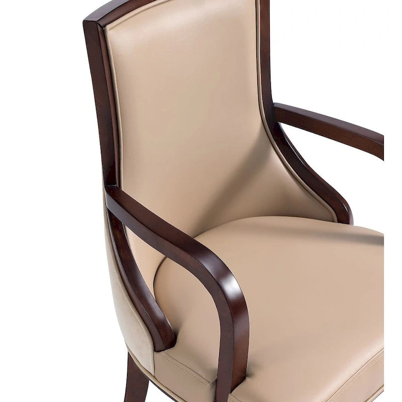 Fauteuil de salle à manger classique avec revêtement en similicuir et cadre en bois de noyer