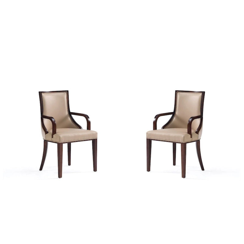 Fauteuil de salle à manger classique avec revêtement en similicuir et cadre en bois de noyer