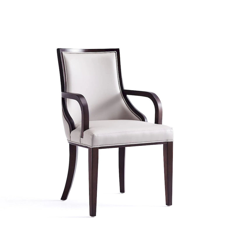 Fauteuil de salle à manger classique avec revêtement en similicuir et cadre en bois de noyer