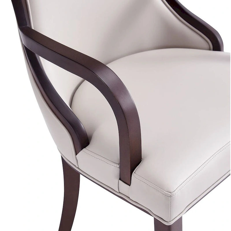 Fauteuil de salle à manger classique avec revêtement en similicuir et cadre en bois de noyer
