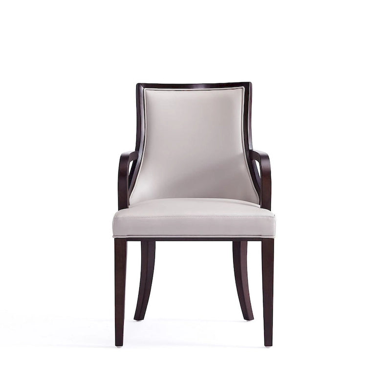 Fauteuil de salle à manger classique avec revêtement en similicuir et cadre en bois de noyer