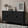 Buffet bas en bois à 4 portes avec panneau à motif diamant