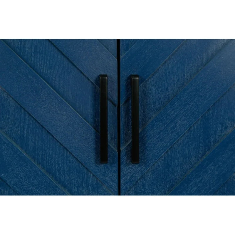 Buffet bas en bois à 4 portes avec panneau à motif diamant