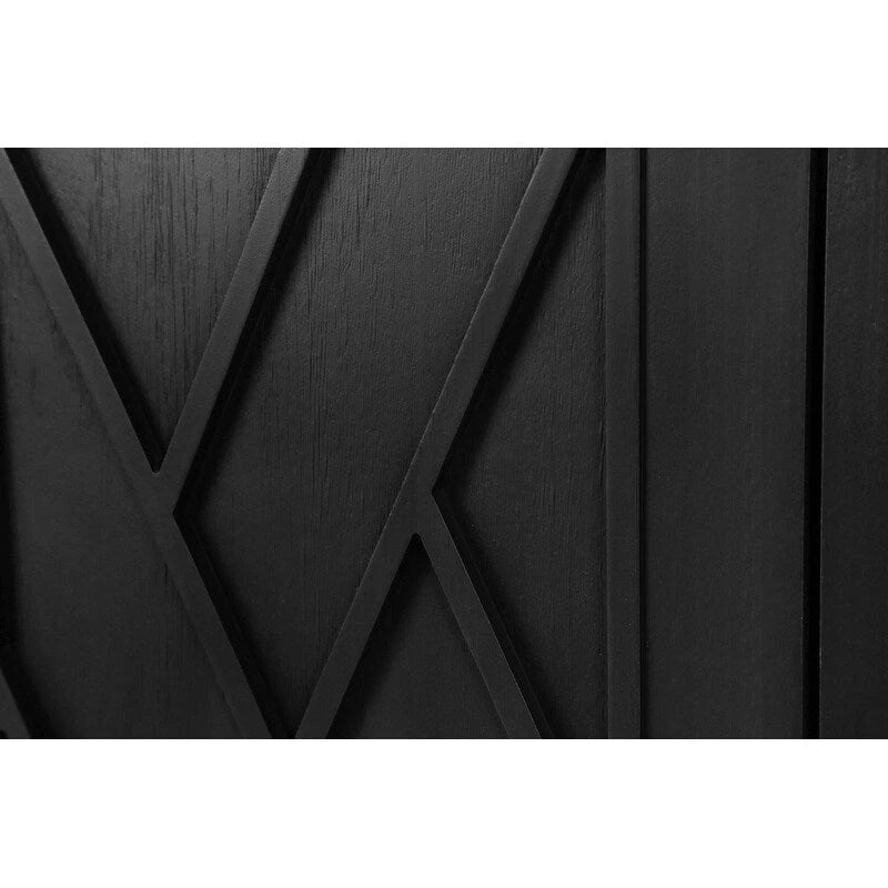 Buffet bas en bois à 4 portes avec panneau à motif diamant