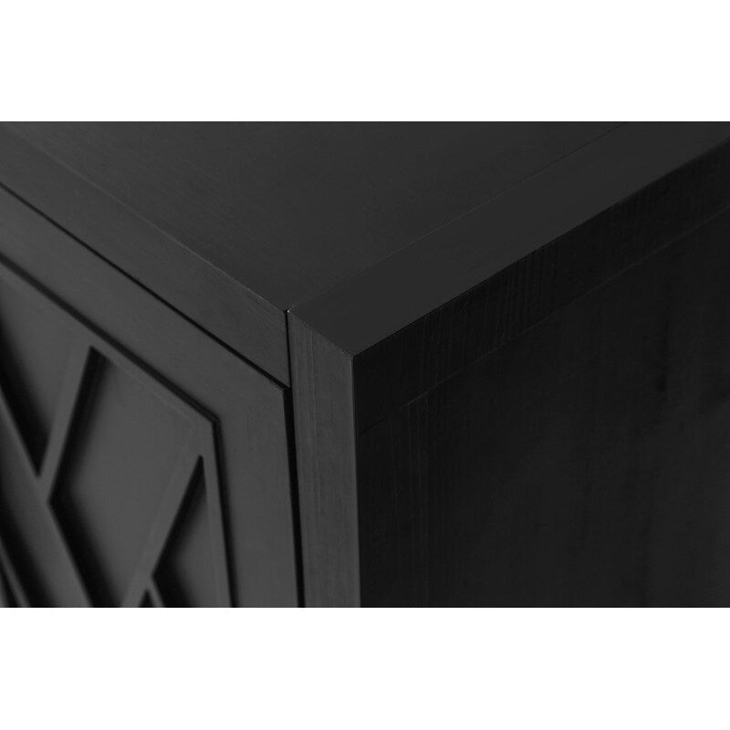 Buffet bas en bois à 4 portes avec panneau à motif diamant