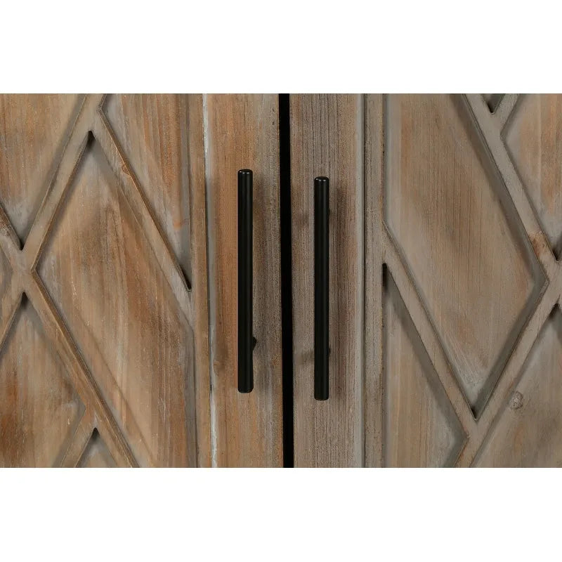 Buffet bas en bois à 4 portes avec panneau à motif diamant