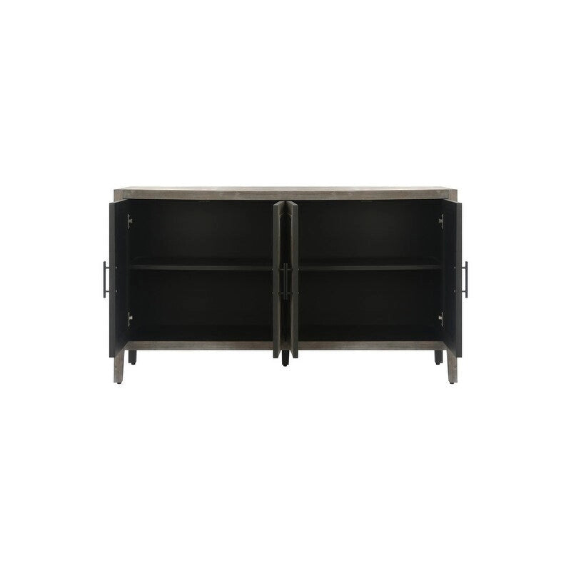 Buffet bas en bois à 4 portes avec panneau à motif diamant