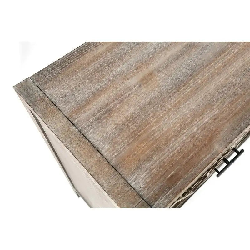 Buffet bas en bois à 4 portes avec panneau à motif diamant