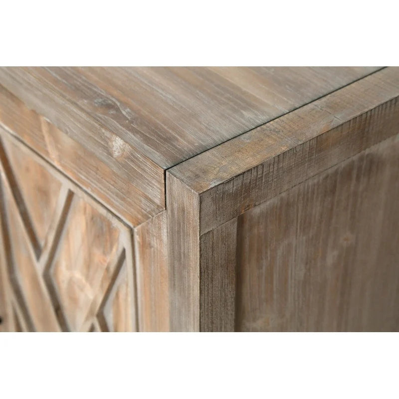 Buffet bas en bois à 4 portes avec panneau à motif diamant