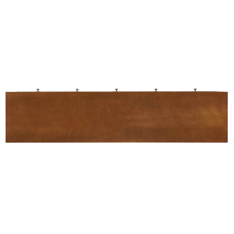 Meuble TV scandinave en rotin avec portes coulissantes marron