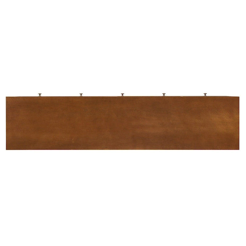 Meuble TV scandinave en rotin avec portes coulissantes marron
