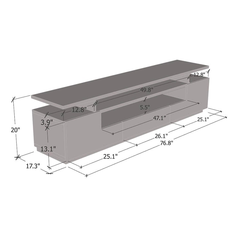 Meuble TV moderne laqué avec lumières LED 16 couleurs Gris foncé