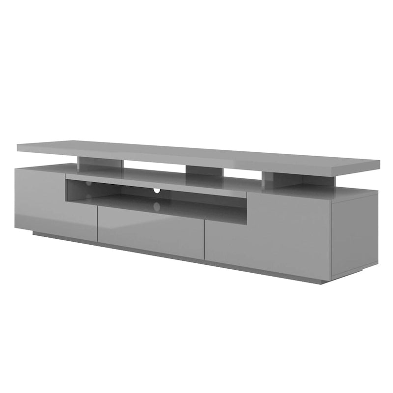 Meuble TV moderne laqué avec lumières LED 16 couleurs Gris foncé