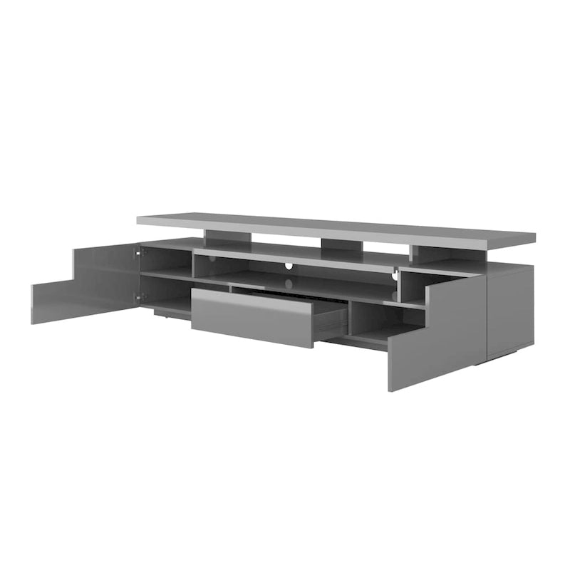 Meuble TV moderne laqué avec lumières LED 16 couleurs Gris foncé